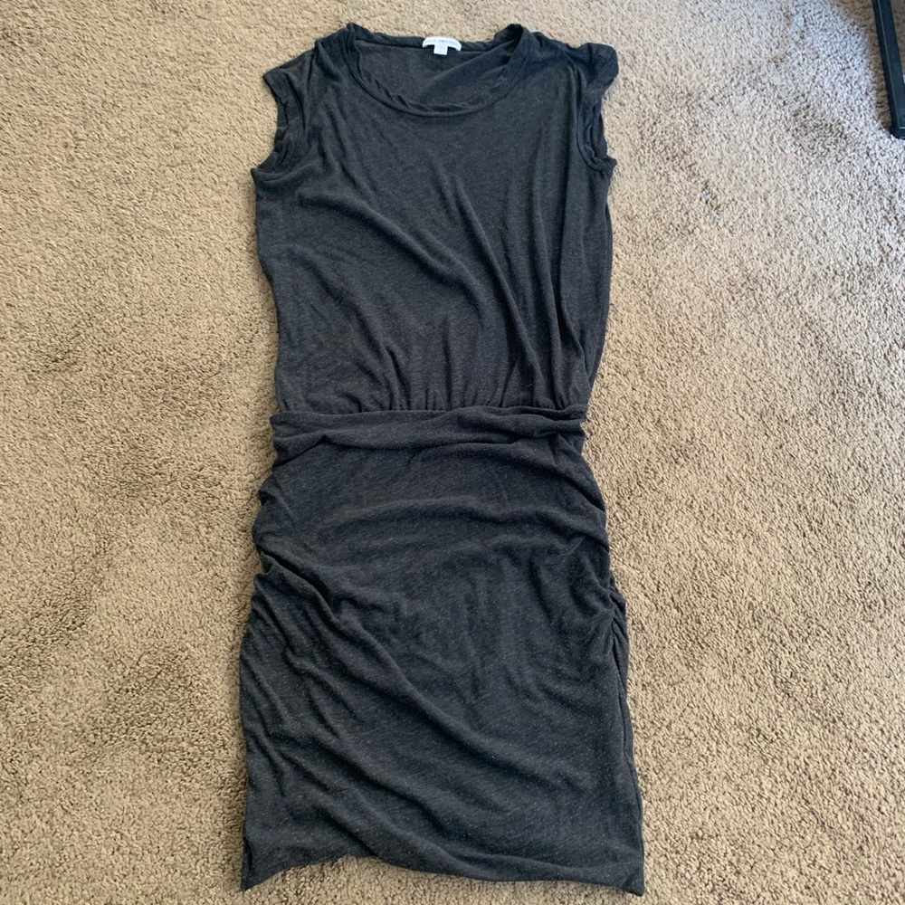 James Perse heather gray sleeveless ruched dress